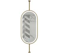 Fitlin Specchio da bagno a doppio lato con illuminazione a LED, girevole a 360°, dimmerabile, tre colori, asta in metallo ad alta definizione, specchio da soffitto (oro, 40 x 80 cm)