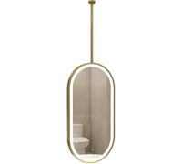 Fitlin Specchio da bagno a LED dimmerabile, girevole su entrambi i lati, ovale, con controllo touch, tre opzioni di colore, ad alta definizione, perfetto per salotti e ingressi (oro, 60 x 110 cm)