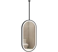 Fitlin Specchio da bagno a LED dimmerabile, girevole su entrambi i lati, ovale, con controllo touch, tre opzioni di colore, ad alta definizione, perfetto per salotti e ingressi (nero, 60 x 100 cm)