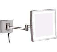 Fitlin Specchio da trucco a LED, specchio ingranditore in ottone da 8 pollici, specchio da barba da parete for bagno con spina(Nickel,3X)