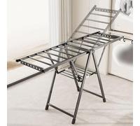 Fitlin Stendibiancheria pieghevole autoportante - Stendibiancheria regolabile in alluminio con ali pieghevoli for vestiti, asciugamani e scarpe - Design salvaspazio(130cm Black,Basic)