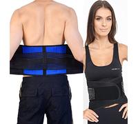 FitMad Regolabile Neoprene Doppio Tiraggio Lombare Supporto Lombari Cintura Tutore - Dolore Dorsale/Ernia Disco Sollievo dal Dolore - 5 Misure (S, M, L, XL, XXL) - Nero e Blu, XL