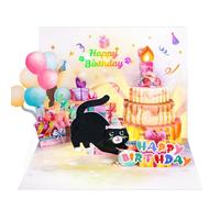 FITMITE Biglietti di compleanno, simpatici gatti musicali e luci e candela, divertente pop-up, regalo di compleanno per donne, uomini, amanti dei gatti, mamma o papà