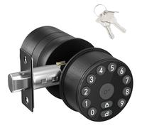 FITNATE Serratura a manopola con tastiera, maniglia elettronica con tastiera e chiave, chiusura automatica, gestita dall'utente, 100 codici, per ufficio, magazzino, camera da letto, garage, nero
