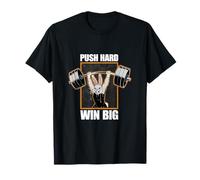 Fitness Bunny, potenziatori per allenamento PUSH HARD WIN BIG, divertente palestra Maglietta