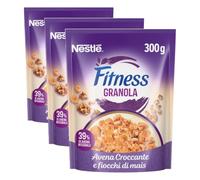 FITNESS Granola con Avena Croccante e Fiocchi di Mais 300g (Confezione da 3)
