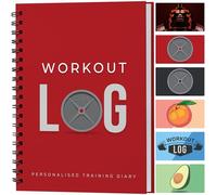 Fitness Logbook - Planner di allenamento - Formato A5, rosso energetico - Copertina più spessa migliorata - Diario di allenamento - Impostazione degli obiettivi per il bodybuilding - di Workout Log