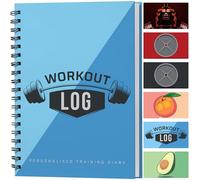 Fitness Logbook - Workout Planner - Formato A5, Azzurro - Copertina più spessa migliorata - Diario di allenamento - Impostazione degli obiettivi per il bodybuilding - di Workout Log