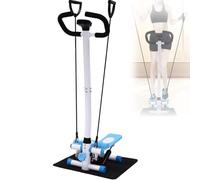 Fitness Stepper，Macchina Idraulica per Esercizi con Fascette di Resistenza & Maniglie，Allenatore Cardio Silenzioso con Schermo，Capacità 330lbs/150kg per Casa Appartamento Ufficio(Blue)