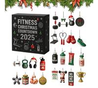 Fitness Theme Christmas Calendar - Acrylic 2D Ornament, Sport Equipment Design, Festive Decorative Countdown Display | 24-Day Holiday For Gym Wall Window Home Winter Party Decor