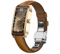 Fitness Tracker da donna, sottile, elegante, Luxus Schwarz Gold Classic, Smartwatch da donna per attività sportive con pedometro rettangolare, marrone