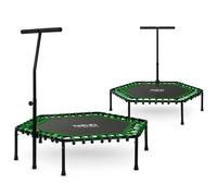 Neo-Sport Trampolino fitness piccolo con manico regolabile in altezza, mini trampolino per salto per adulti diametro da 127 cm a 100 kg mini rampolino per interni ed esterni verde