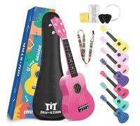 Fitnessclub Ukulele soprano in tiglio lucido da 53,3 cm, kit di base per principianti, con custodia, mini chitarra hawaiana per bambini, adulti e principianti, rosa