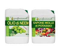 FITOKEM - Kit Olio di Neem Biologico Idrosolubile + Sapone Molle Potassico per Piante (5+5 Lt) Olio di Neem Piante Repellente Naturale con Sapone Molle di Potassio Insetticida, Difendi le Piante
