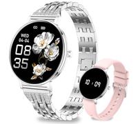 Fitoncloud Smartwatch Donna, 8mm Ultra Sottile, 1.32" AMOLED Display, 7 Giorni di Batteria, Chiamate BLE5.3, Frequenza Cardiaca, Sonno, Contapassi, IP68 Orologio Fitness per Android iOS, Argento