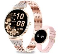 Fitoncloud Smartwatch Donna, 8mm Ultra Sottile, 1.32" AMOLED Display, 7 Giorni di Batteria, Chiamate BLE5.3, Frequenza Cardiaca, Sonno, Contapassi, IP68, Orologio Fitness per Android iOS, Oro Rosa