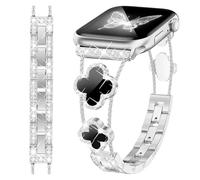 fitonyo Bling Diamond Clover Band compatibile con Apple Watch Series 10/9/8/7/6/5/4/3/2/1/SE, cinturino regolabile in metallo scintillante per iWatch 38 mm/40 mm/41 mm/42 mm/44 mm/45 mm/46 mm/49 mm