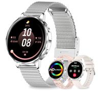 fitonyo Smartwatch Donna Chiamate Bluetooth,3 Cinturini,1.27" 3D Curvo Schermo Orologio Smartwatch Donna,HR/Passi/Calorie/Pressione/Sonno Monitor,120 Sportiva IP68 per Android & iOS,Argento