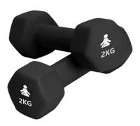 FITPADDY - Coppia pesi manubri dumbbell testa esagonale 2 kg neri 20,5