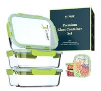 FITPREP Set di 6 contenitori in vetro con coperchio [3 contenitori + 3 coperture] di alta qualità con coperchio ermetico per Meal Prep, 880 ml, contenitore per il pranzo, sostenibile e versatile.