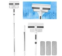 FitRepa Lavavetri Telescopico 3 in 1, Spazzola Lava Vetri con Spray Kit Lavavetri Estensibile, con 3 Panni in Microfibra, per Bagno, Doccia, Auto, Vetro, Finestre