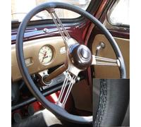 FITS BENTLEY S1 1955-1959 VERO COPRIVOLANTE IN PELLE ITALIANA NERA NUOVO