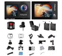 FitSpark Eagle i15 ProMax Real 4K30FPS 20MP WiFi Action Camera Touch Screen Stabilizzazione EIS Dual Screen Subacquea Impermeabile Sport Camera, 2 Batterie, Dock, Microfono esterno, Kit Accessori