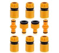 FiTspi 10 connettori per rubinetto da giardino, kit di raccordi per tubi flessibili per esterni e tubi di giunzione, adattatori rapidi per rubinetti filettati 2 in 1 da 3/4" e 1/2"