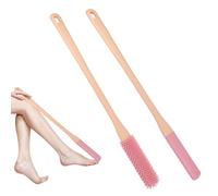 FiTspi 2 spazzole in silicone per la pulizia dei piedi, scrubber per i piedi della doccia, spazzola per la pulizia delle fessure delle dita e spazzola esfoliante, con manico lungo, per doccia anziana