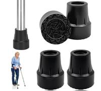 FiTspi 4 tappi in gomma per bastoni da passeggio, punte di ricambio in gomma antiscivolo per bastoni da passeggio con diametro di 19 mm, resistenti all'usura, puntali per bastoni da passeggio