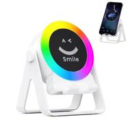 FiTspi Altoparlante Bluetooth wireless a induzione audio con RGB, altoparlante ricaricabile 4 in 1 per scrivania, perfetto per casa/esterno, rotazione a 360°, adatto per telefono/pad/Android (bianco)