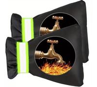 FiTspi Confezione da 2 coperture per rubinetto esterno per l'inverno, copertura per rubinetto esterno con striscia riflettente, giacca termica impermeabile ispessita protegge il rubinetto dallo
