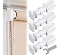 FiTspi Kit di 4 rulli di installazione per tende con chiave, staffa a testa per tende veneziane senza fori, staffe a soffitto per feritoie, parti di ricambio verticali per montaggio tende a parete