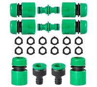 FiTspi Kit di raccordi per tubi da giardino, adattatore rapido per rubinetto esterno, 6 connettori a scatto rapido, connettore per rubinetto da 1/2 pollici e 3/4 pollici, 2 in 1, 2 connettori maschio