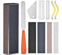 FiTspi Kit di strumenti per liutaio per chitarra, 11 pezzi, protezioni per tastiera, fascio di livellamento dei tasti, bilanciere per tasti, spalmatori per corde e carta vetrata