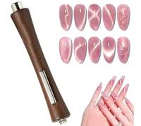 FiTspi Magnete 3 in 1 con manico in legno a forma di occhio di gatto, con forte ventosa, magneti per smalto gel occhio di gatto, strumento magnetico per nail art, accessori per manicure fai da te