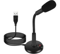 FiTspi Microfono USB, microfono omnidirezionale per PC, Plug and Play, microfono per computer desktop e laptop, con pulsante muto, per conferenze, giochi, chat, podcasting