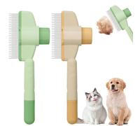 FiTspi Pettine per animali domestici per cani e gatti, confezione da 2 pezzi, strumento districante per la toelettatura degli animali domestici, pettini corti e lunghi in acciaio inox, con un clic per