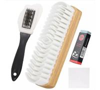 FiTspi Set di 4 spazzole per la pulizia di camoscio e nabuk, spazzola per scarpe con setole in ottone, gomma e panno pulito, kit multifunzionale per la pulizia della decontaminazione per scarpe