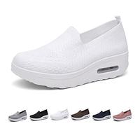 Fitsshoes - Scarpe da ginnastica ortopediche da donna, senza lacci, leggere, con cuscinetto d'aria, scarpe ortopediche da passeggio, bianco, 36.5 EU