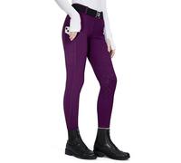 FitsT4 Sports Pantaloni invernali da equitazione per bambini, con rotula, in silicone, termici, con tasca per cellulare e tasche, viola., M
