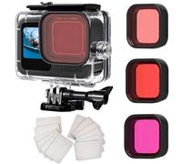 FitStill Custodia impermeabile per Go Pro Hero 12 / Hero 11 / Hero 10 / Hero 9 Black, custodia protettiva subacquea da 60 m con 3 filtri