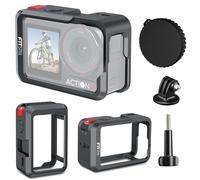 FitStill Custodia protettiva per DJI Osmo Action 5 pro/Action 4/Action 3, gabbia in alluminio multifunzionale, custodia in metallo antigraffio con protezione lente in silicone e design a freddo