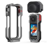 FitStill Custodia protettiva per Insta360 X5, gabbia protettiva multifunzione in alluminio + copertura in silicone, antigraffio e antipolvere, interfacce di espansione multipla X5 Set di accessori