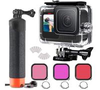 FitStill Custodia protettiva subacquea impermeabile da 60 m per Go Pro Hero 13/12/11/10/9, include 3 filtri subacquei, impugnatura galleggiante, kit di accessori per Go Pro Hero 13/12/11/10/9