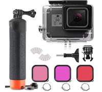 FitStill Custodia subacquea impermeabile da 60 m, con 3 filtri subacquei e manico galleggiante, adatta per Go Pro Hero 7/6/5/2018, accessori neri