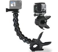 FiTSTILL Jaws Flex Clamp Mount con collo di cigno regolabile a 8 sezioni compatibile con Go Pro Hero 11,10. 9, 8, 7, 6, 5, 4, Session, 3+, 3, 2, 1, Max, Fusion, DJI Osmo Action Cameras
