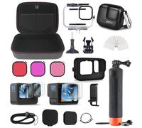 FitStill Kit di accessori da 60 m con custodia impermeabile in gomma siliconica per Go Pro Hero 12 11 10 9 nero. Custodia protettiva + filtro + bastone per selfie. Compatibile con Go Pro 12 11 10 9