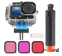 FitStill Kit di protezione subacquea per DJI OSMO Action 6, custodia protettiva impermeabile fino a 60 m/196 ft + filtro a tre colori + maniglia di galleggiamento + base magnetica a sgancio rapido