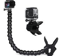 FiTSTILL Supporto a morsetto flessibile Jaws con collo d'oca regolabile (19 sezioni) per Go Pro Hero 13/12/11/10/9/8/7/6/5/4k/Max, DJI Action 6/5pro/4/3/2/1, Insta 360 X5/X4/ace pro2/ace pro